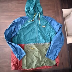 LL Bean M Mountain Classic Anorak Hooded Windbreaker Jacket - Multicolored
